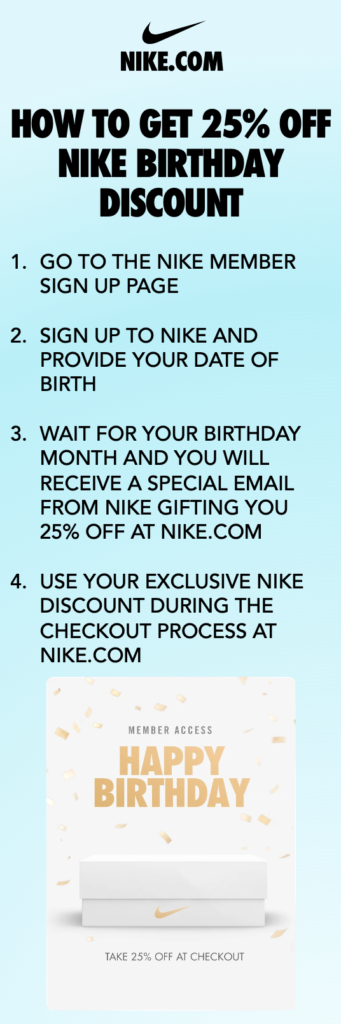 How to get Nike birthday discount