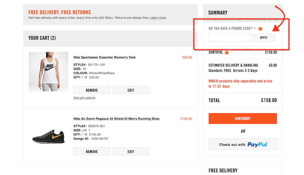 how to use a nike promo code